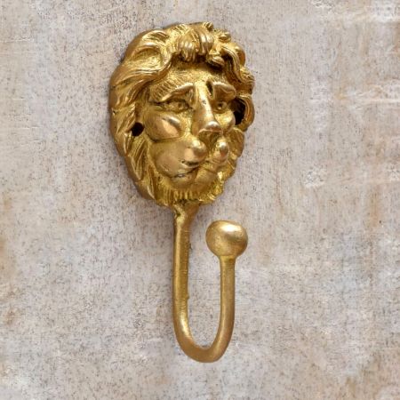 Farmhouse Decor Single  Brass Lion Face Hook